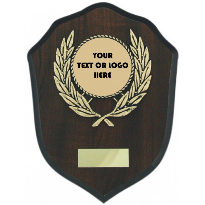 Custom Budget wooden plaque 7'' - personalised metal logo